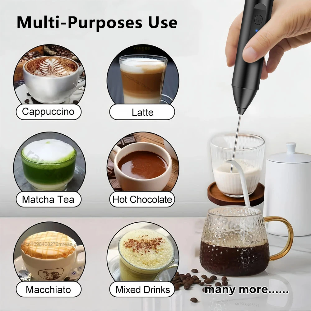 Electric Portable Handheld Milk Frother and Coffee Blender for Creamy Lattes and Cappuccinos