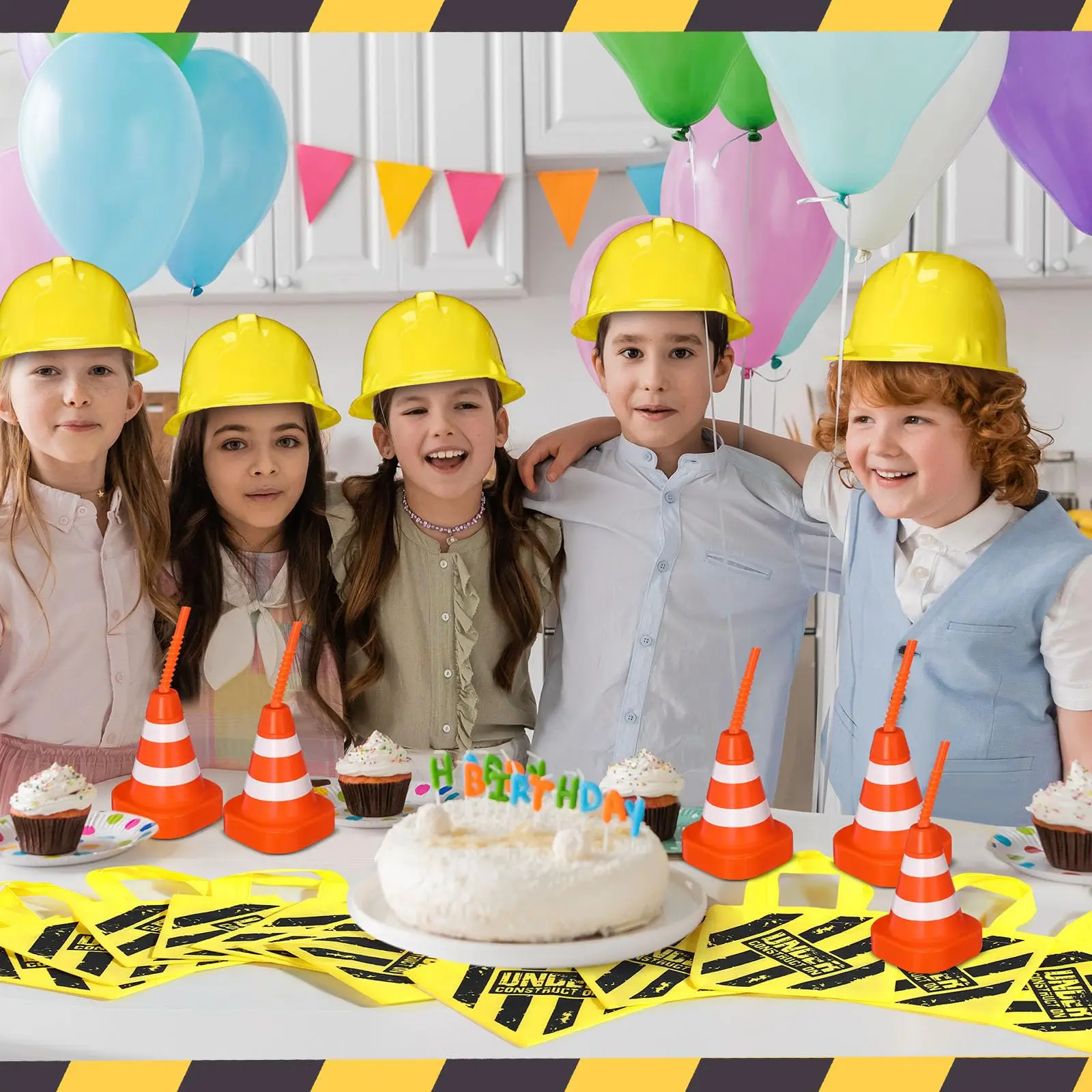 Construction Hats Kids Firefighter Hat Soft Plastic Safety Helmet Fireman Birthday Party Hats Boys Worker Role Play 12-100PC for Construction Hat