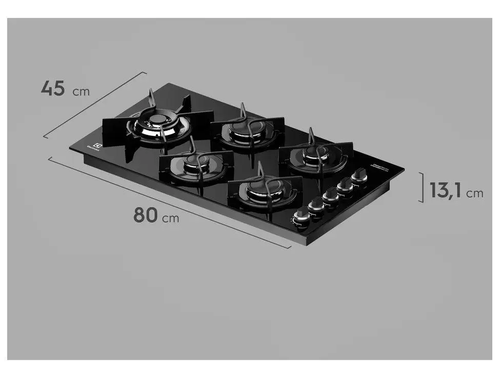 Cooktop 5 Bocas a Gás GLP Electrolux Preto Super Automático Expert KE5GW - Bivolt 5