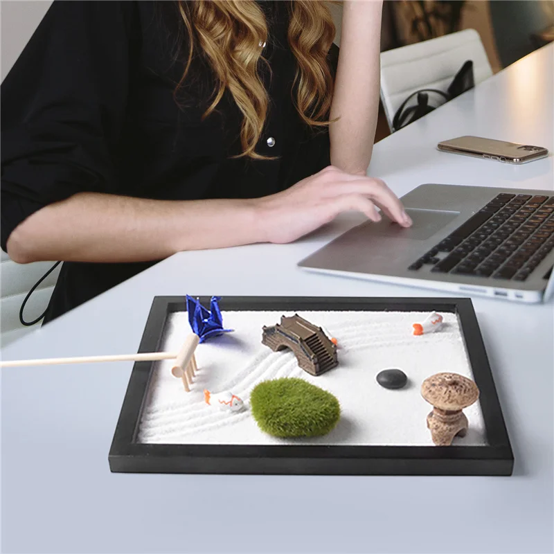 Sand Box Small Rake Office Stress Relief Sand Box Mini - Japanese Sand Box With Rakes ...