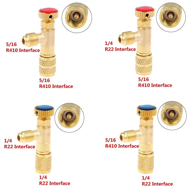 

1PCS R410A R22 Air Conditioning Refrigerant Liquid Safety Valve 1/4 "Safety Adapter Air Conditioning Repair And Fluoride