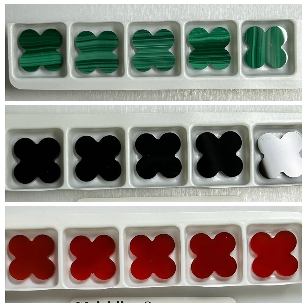 Loose Gemstones Mosangna 8-18mm Natural Malachite Onyx Red Agate White Mother Of Pearl Four Leaf Clover Stone