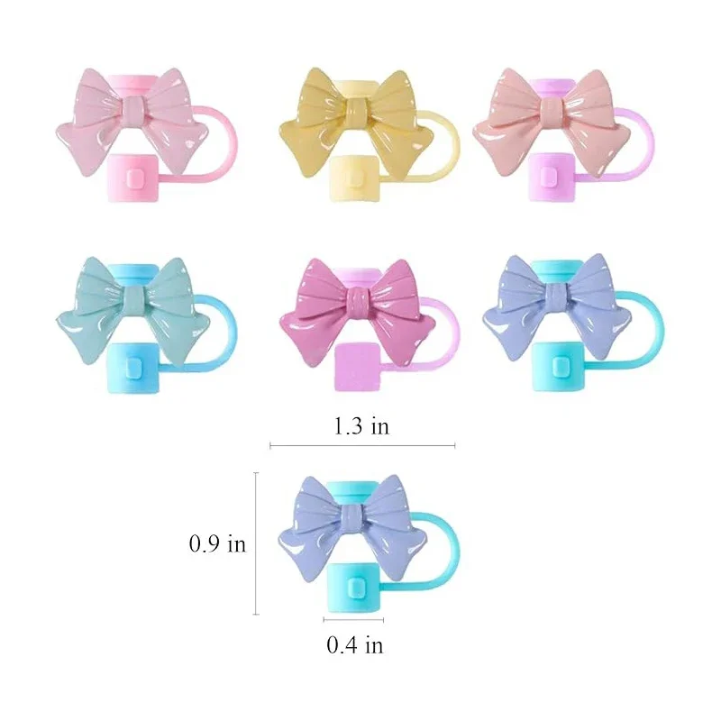 Description Picture 6 of itemCute Bow Straw Cover Lovely Bowknot Portable Drinking Straw Tips Covers Reusable Straw Protector Topper For Cup Accessories