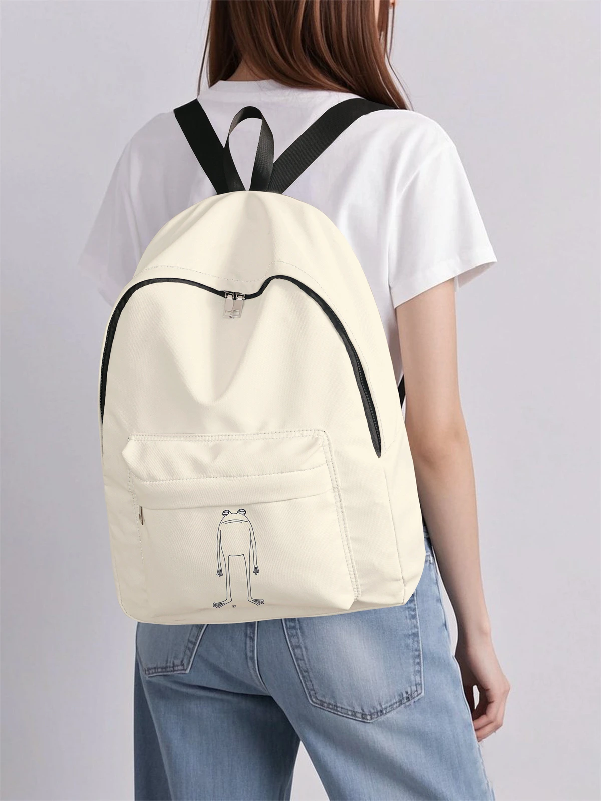 Frog patterned backpack, new model for 2025, casual travel backpack, lightweight and simple casual travel backpack