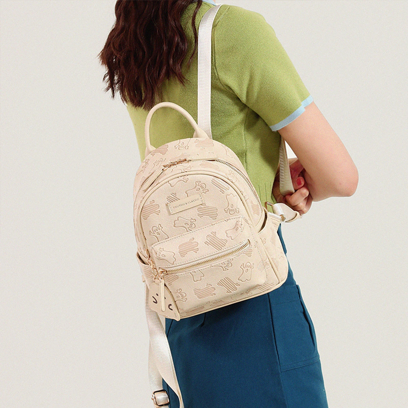 TOUTOU 2023 New Cute Print High Capacity Backpack, Fashionable Japanese and Korean Style Versatile Student  Backpack