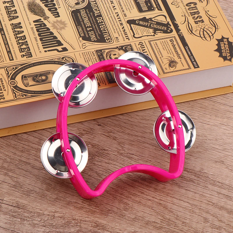 Kindergarten Hand-held Tambourine Metal Bells Plastic Rattle Ball Percussion KTV Party Kids Game Toy Musical Instrument hand tambourine