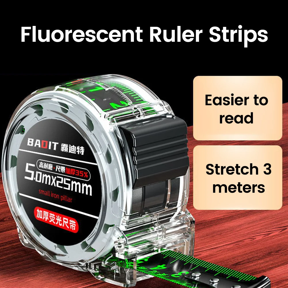 Tape Measure Self locking Steel Fluorescent High precision Thickened Wear-resistant Fall resistant