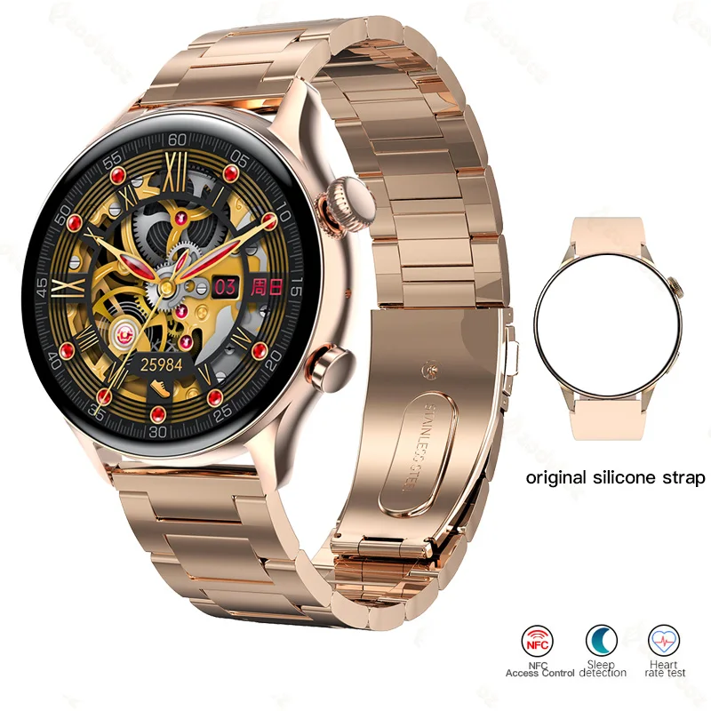 2022 New NFC Bluetooth Call Smart Watch Men 1.36 Inch AMOLED 390*390 Screen Always On Display IP68 Waterproof Smartwatch For Men 