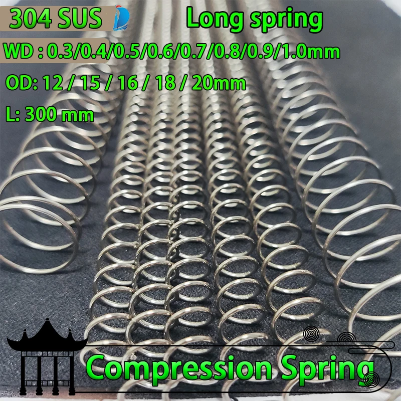 Ps304 Spring 304 stainless steel return pressure spring length 300mm long shock ...