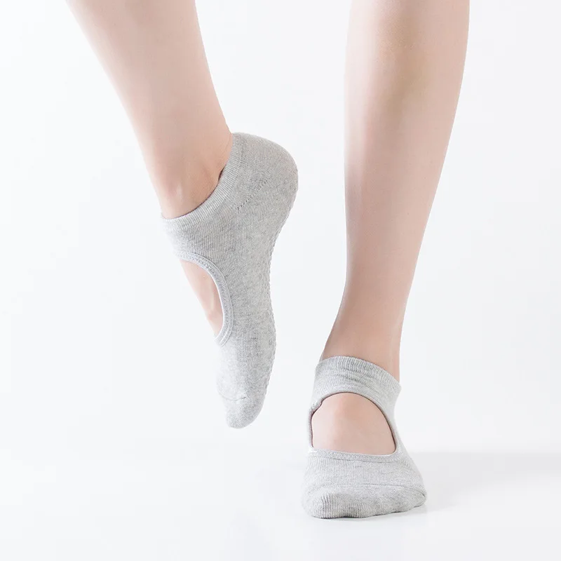 CHRLEISURE 5 Pairs Looped backless adhesive square slip thickened yoga socks