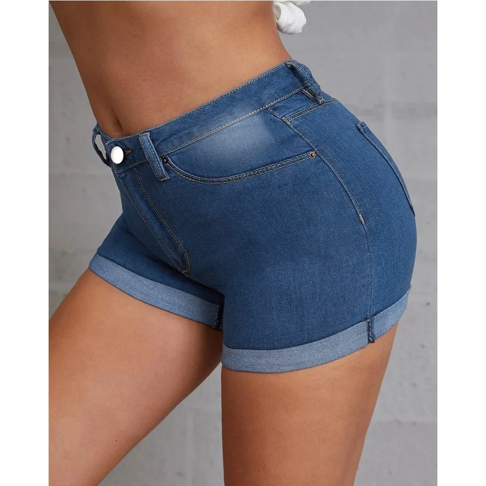 Women's Denim Shorts 2022 New Summer Lady Clothing High Waist Skinny Jeans Shorts Casual Solid Crimping Hot Shorts with Pockets patagonia shorts