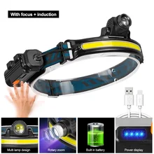 

New Headlight Far and Near Light Adjustment COB Lamp Beads Large Floodlight Running Light Fishing Light Induction Zoom Light