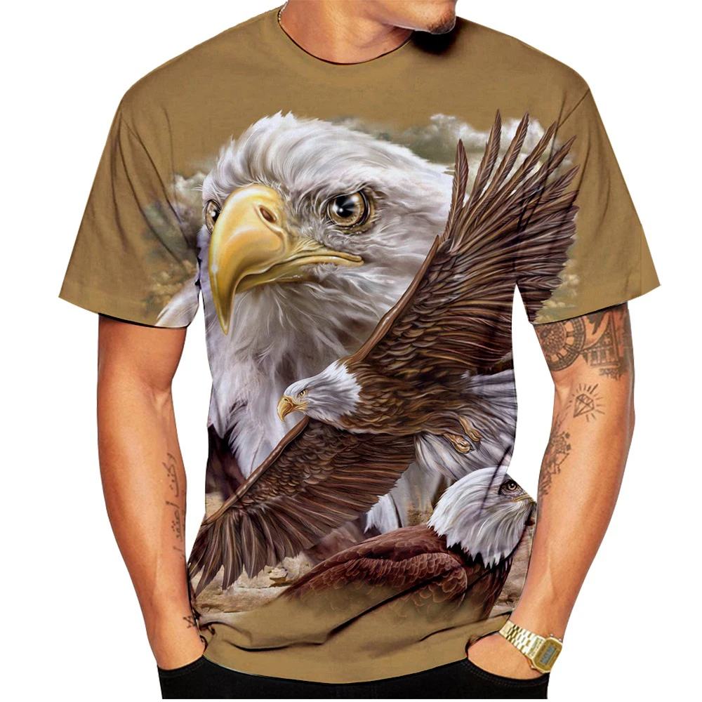

2023 New 3D Eagle Printed Summer T-shirts for Men and Women Are Fun Loose and Breathable Soft and Comfortable T-shirt