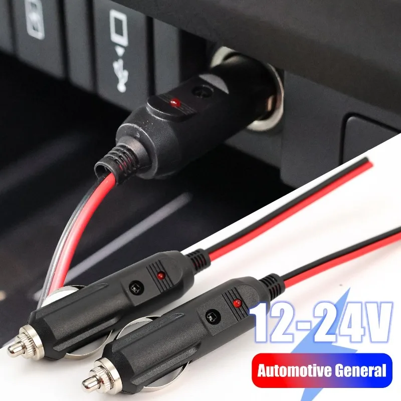 12V-24V 자동차 전기 시가 라이터 플러그 충전기 어댑터 자동차 시가 라이터 플러그 표시등이있는 남성 헤드 1-4pcs