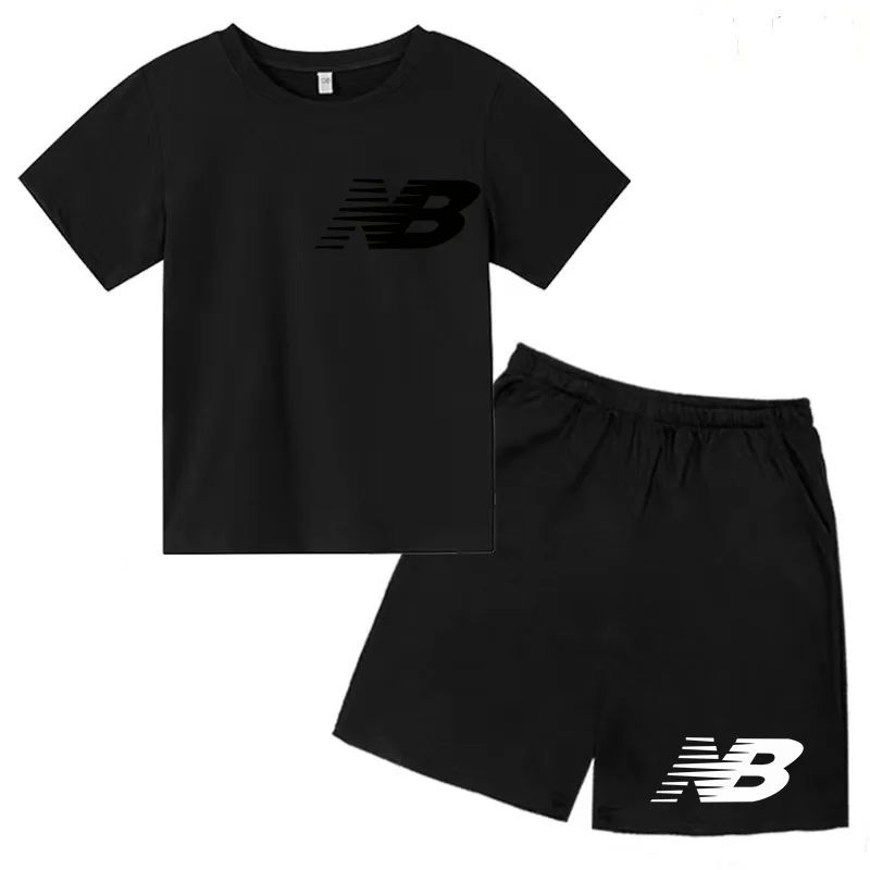 Kids Summer T-shirt Shorts Set Multi-colored Boys and Girls Ages 3-13 Casual 2-piece Set The Preferred Children's Gift