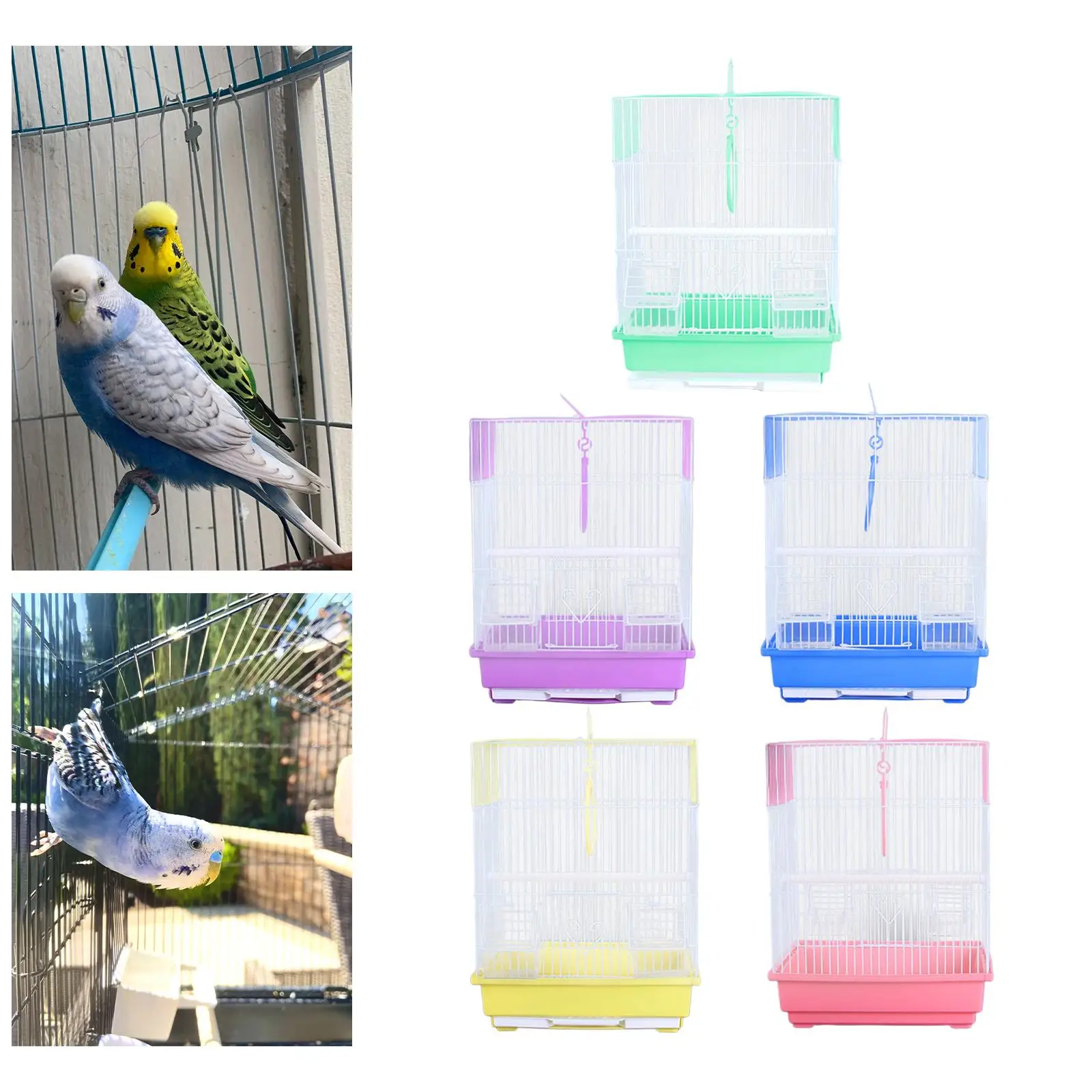 Iron Big Bird Cage with Hook Pole Removable Tray for Indoor Aviary Parakeets and Finch Breeding