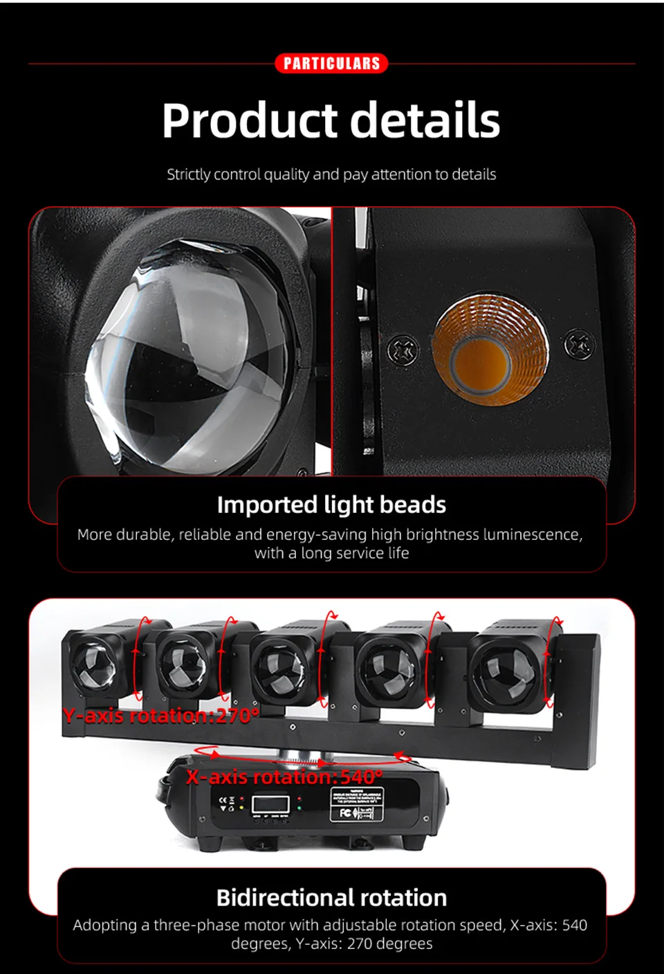 5X40W Led Beam Moving Head Light DMX Controller Rotating Stage Beam Effect Movi