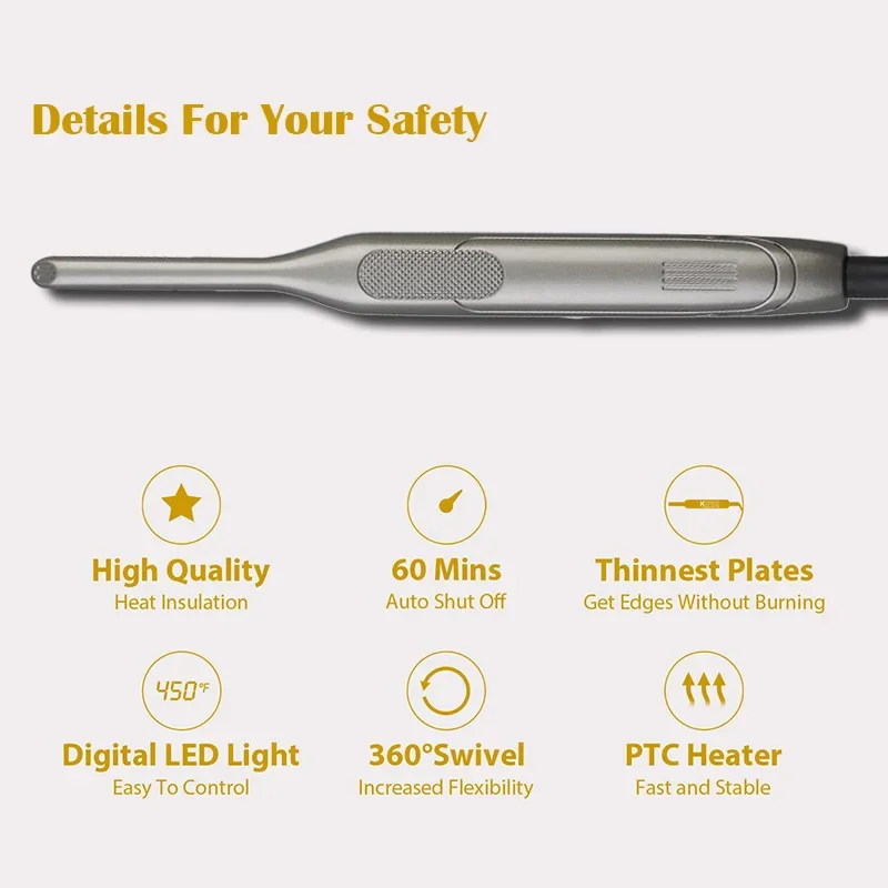 Titanium Pencil Flat Iron with Adjustable Temp Small Flat Iron Mini Hair Straightener for Men Pixie Short Hair Beard/Bangs/Edges