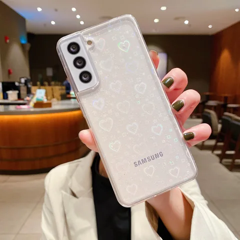 Funda Case for Samsung Galaxy S22 Ultra S21 Plus Note 20 Ultra A52 A72 Love Colorful Laser Coque Protection Phone Case Cover