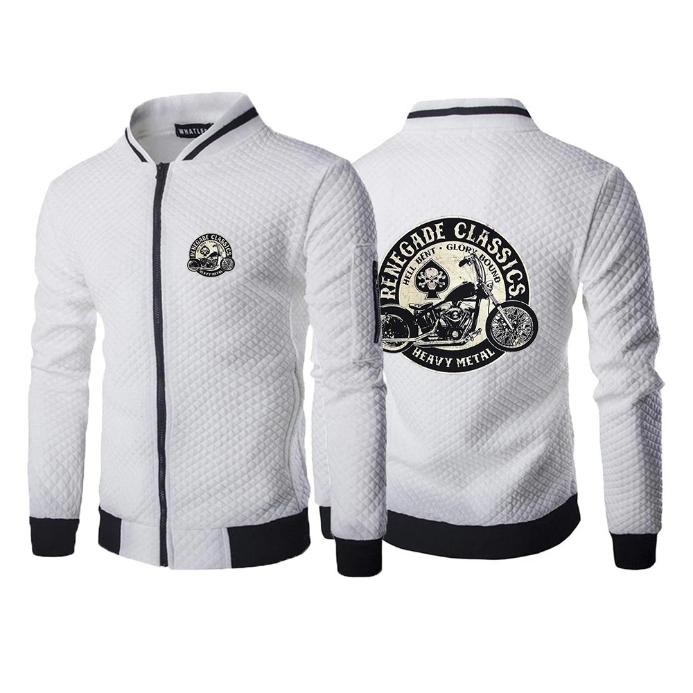 New Spring and Autumn Men's Retro Glory Jumping Motorcycle American Printed Long Sleeve Jacket Sportswear Leisure Six-color Zipp