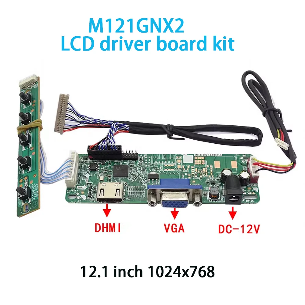 Комплект платы драйвера ЖК-дисплея для M121GNX2 12,1 дюйма, кабель 1024x768 + клавиатура + искусство