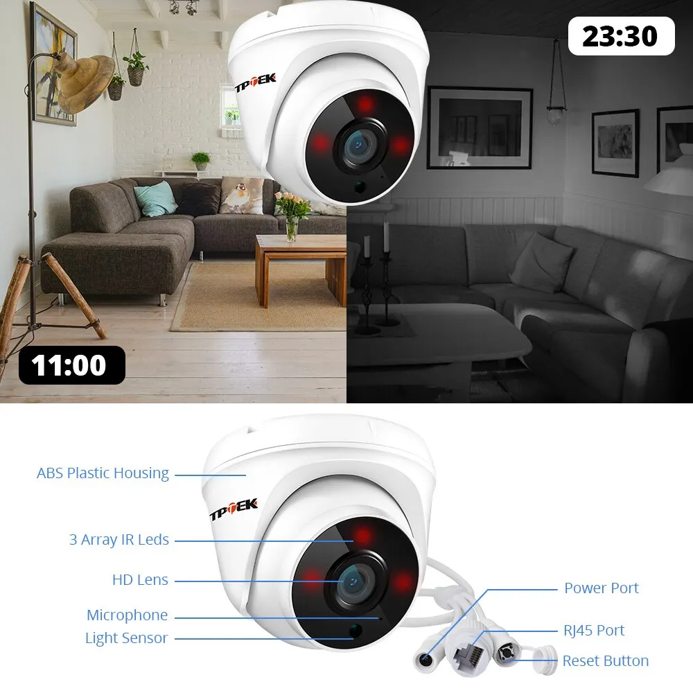 Telecamera IP Wifi 2.8mm Video Sorveglianza Indoor Home CCTV Video Camara Audio bidirezionale Protezione di sicurezza CamHi CamHipro Wi-Fi Cam - immagine 4