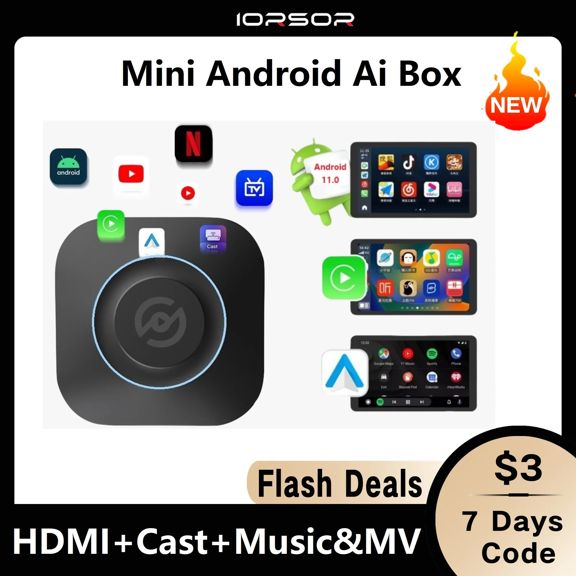 Apple Carplay Wireless Android Auto Adapter Mini Ai TV Box Car Play