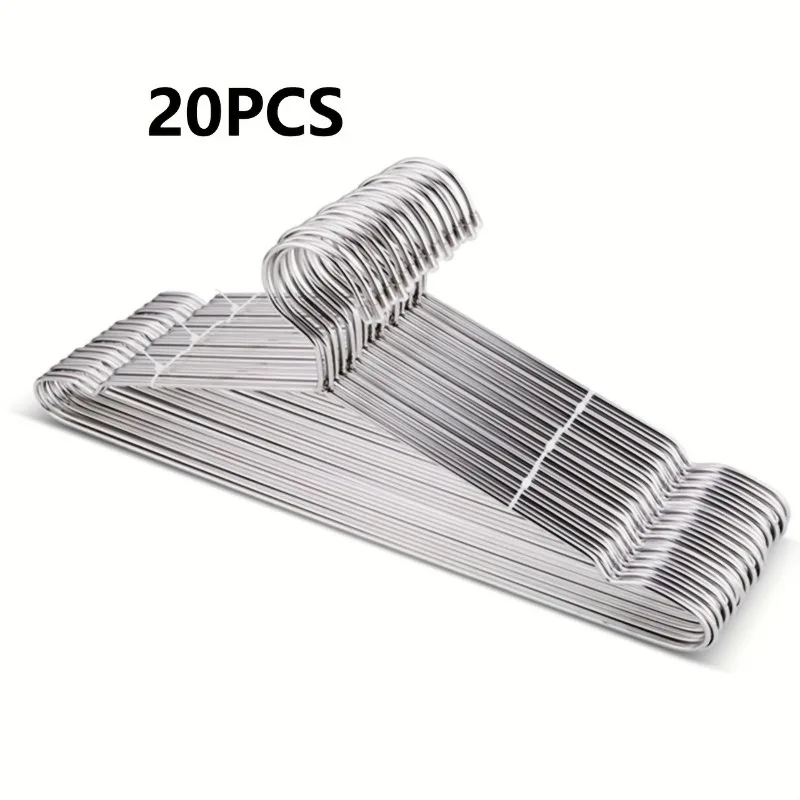 20/50PCS 헤비 듀티 스테인레스 스틸 옷걸이, 16.5인치 초박형 공간 절약형 옷걸이, 광택 금속 옷장 옷걸이