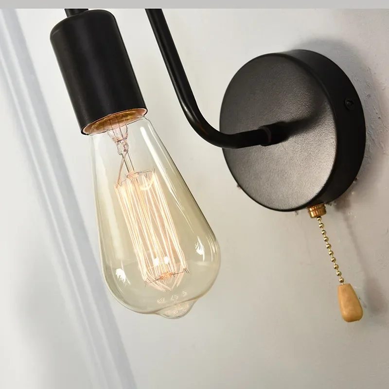 Nordic Creative Personality Modern Simple Zipper Lights Living Room Bedside Bedroom Study Aisle E27 Wall Lamp