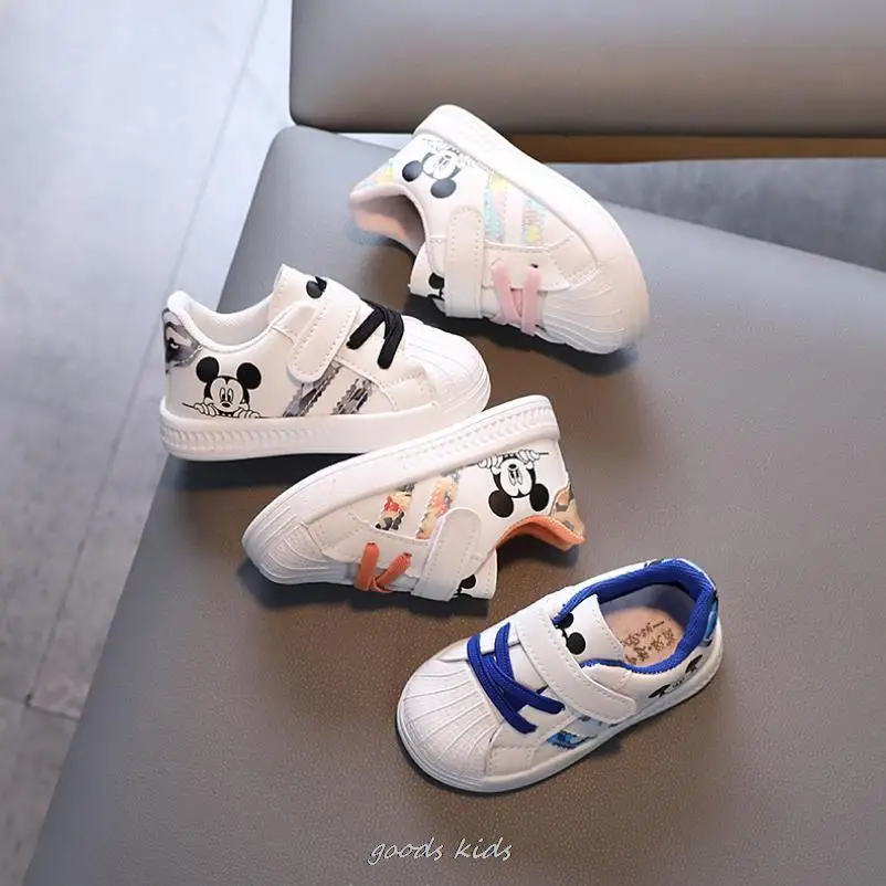 Belonend Bestuiver Corporation Disney Baby Casual Schoenen Herfst Winter Jongens Kids Witte Schoenen  Mickey Kind Meisjes Regenboog Zool Peuter