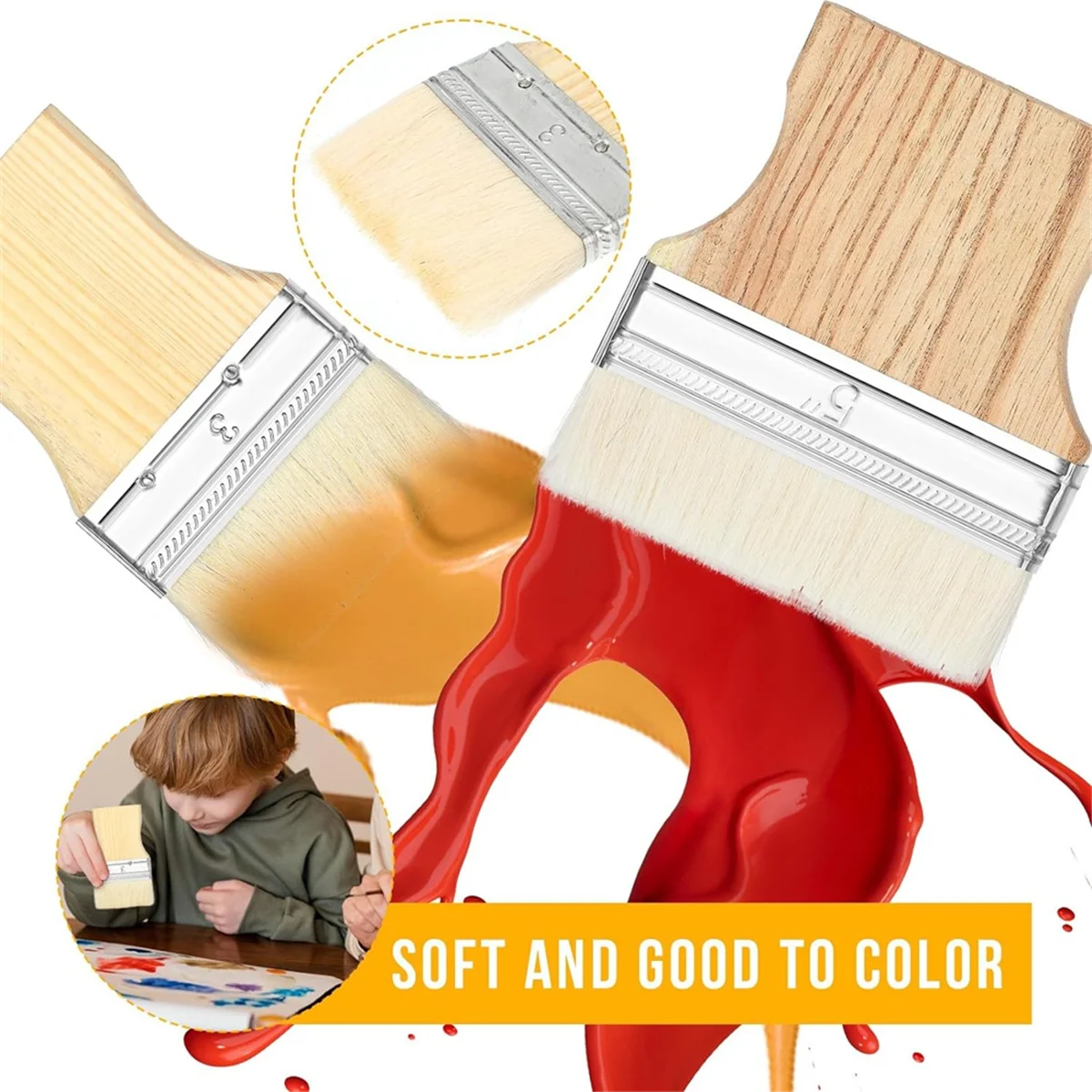 3 Pcs Flat Paddle Paint Brush Set Wide Paint Brush Large 3/4/5 Inch for Oil and Acrylic Paints