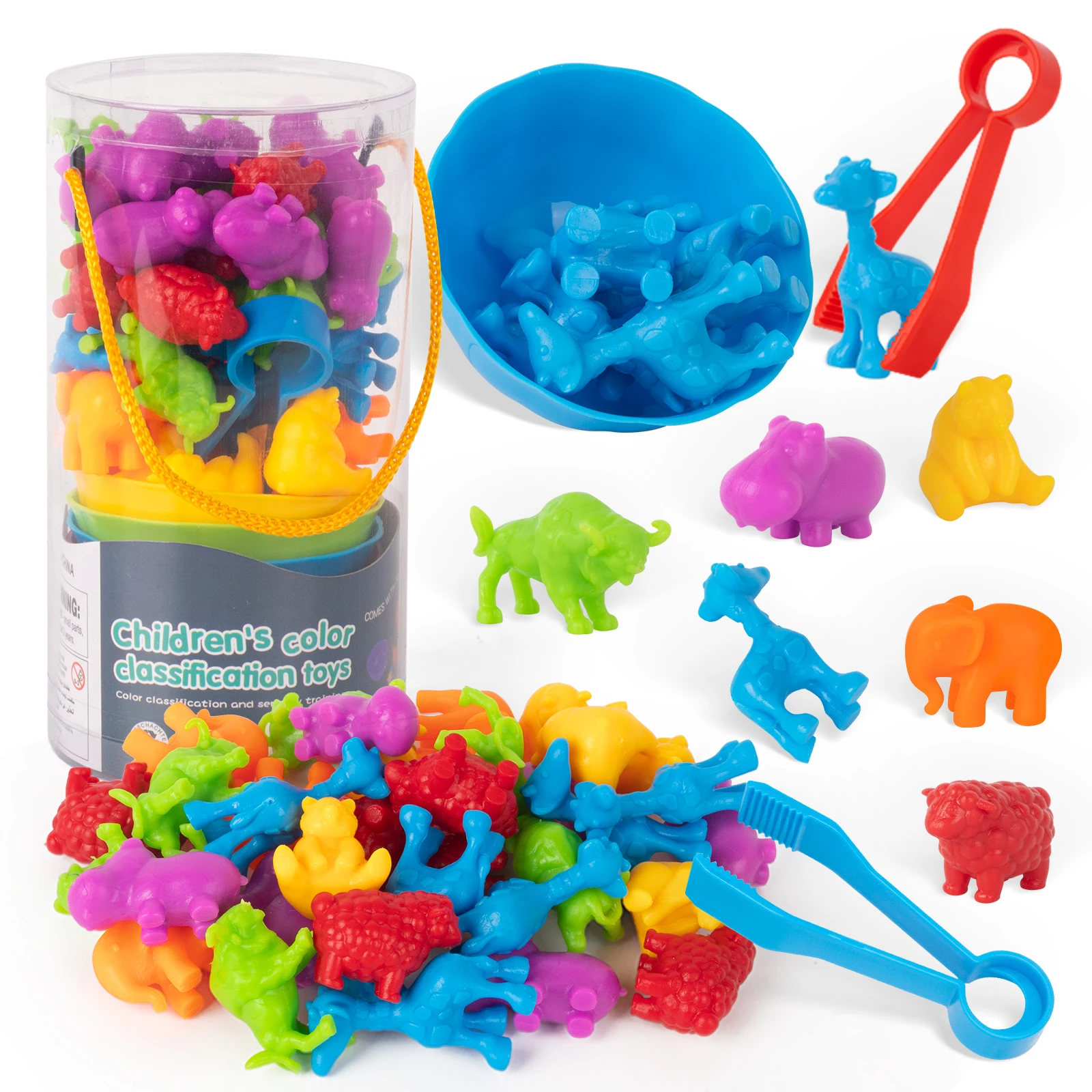 Counting Animal Models Paired With Classification Bowl Sets To Learn Mathematics, Colors, Soft Rubber Classification Toys 5