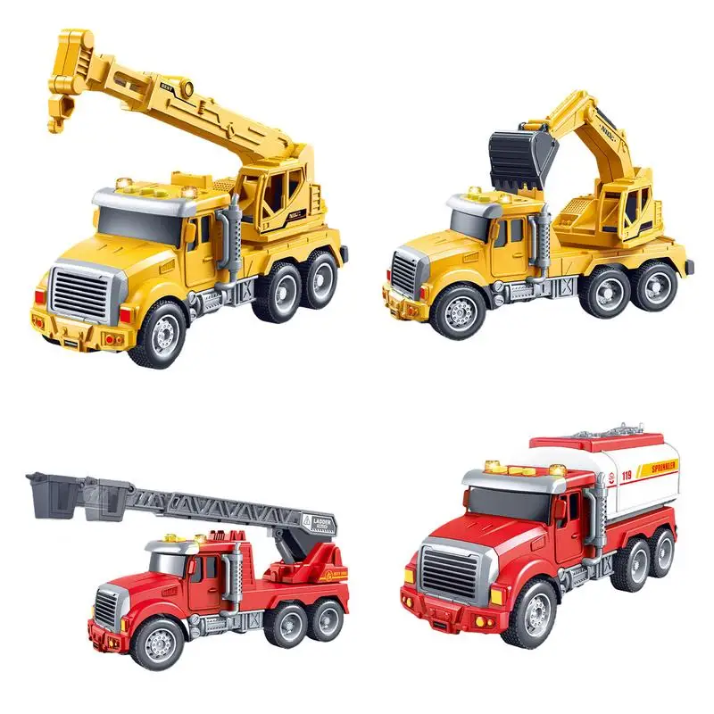 Friction Vehicle Toys Boom Lift Truck And Construction Dump Truck With Lights And Sounds For Kids Boys And Girls From 4 YearsOld