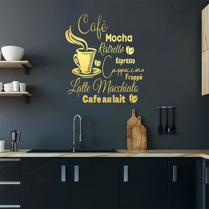Cafe Kitchen Decorative Sticker Coffee Decorations Kitchen Wall Art
