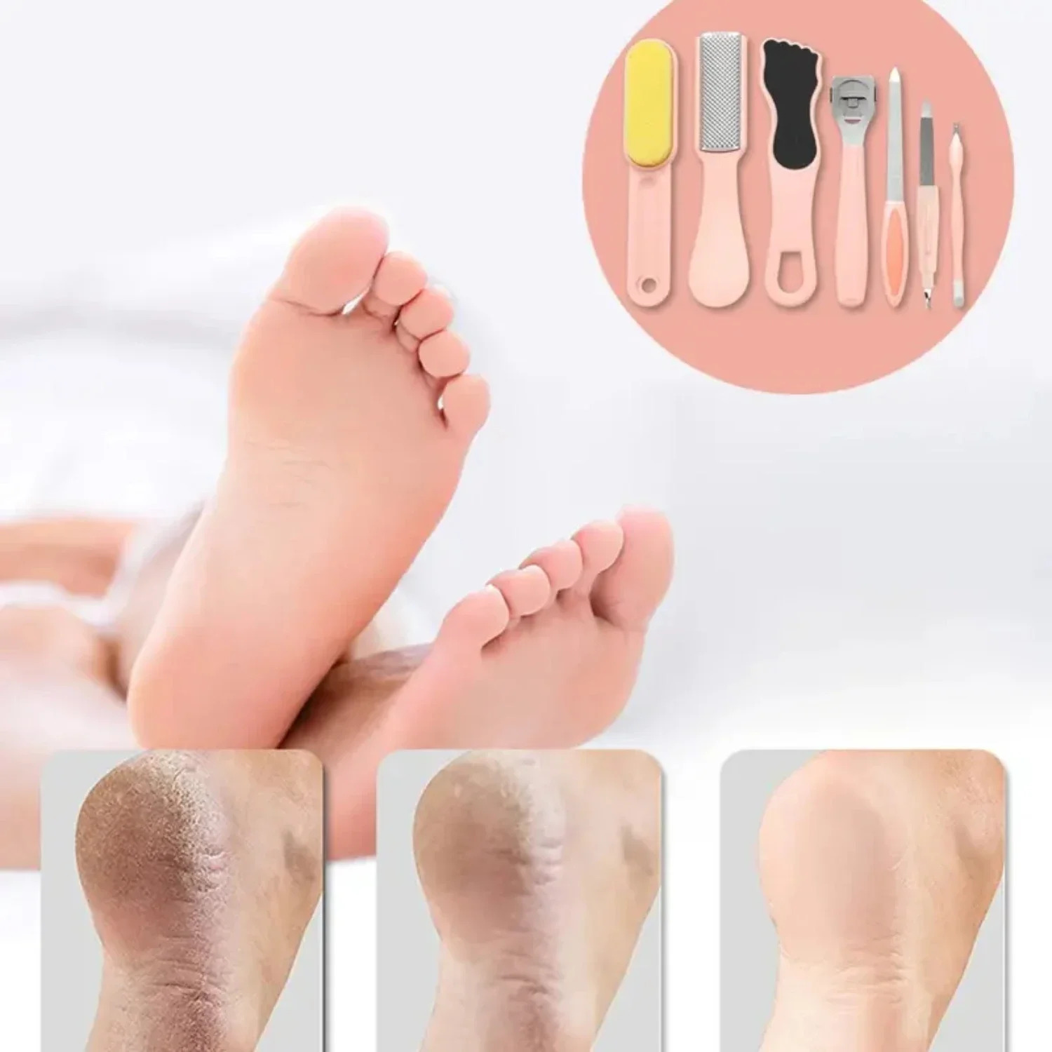 Pink Professional 8-In-1 Nail Care Manicure Pedicure Set with Foot Scraper - Includes Callus Skin Remove Shaver and Razor for Sm 6