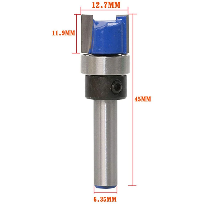 3Pcs 1/4 inch Shank Flush Trim Router Bits Pattern Template Router Bit Set Woodworking Top Bearing Milling Tools