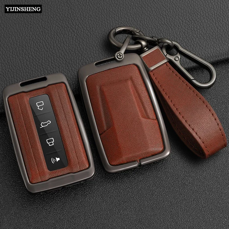 Zinc Alloy + Leather Car Key Case Full Cover For Great Wall GWM WEY TANK 300 500 Tank300 Tank500 Remote Key Protection Holder key case,key case cover,remote control case cover