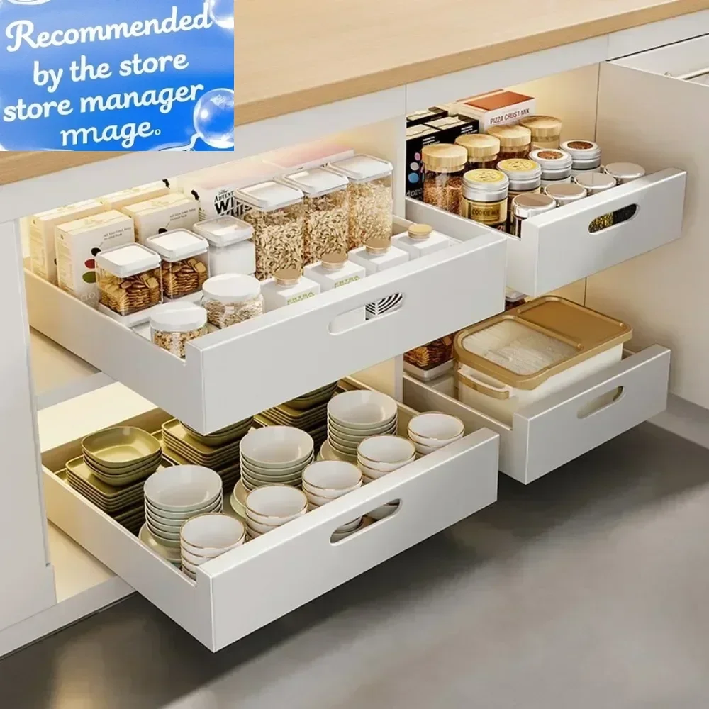 In-Cabinet Drawers Shelf Kitchen Storage Pull Out Bottles Jars Basket Layered Spice Dish Plate Under Sink Boxes Home Organizater