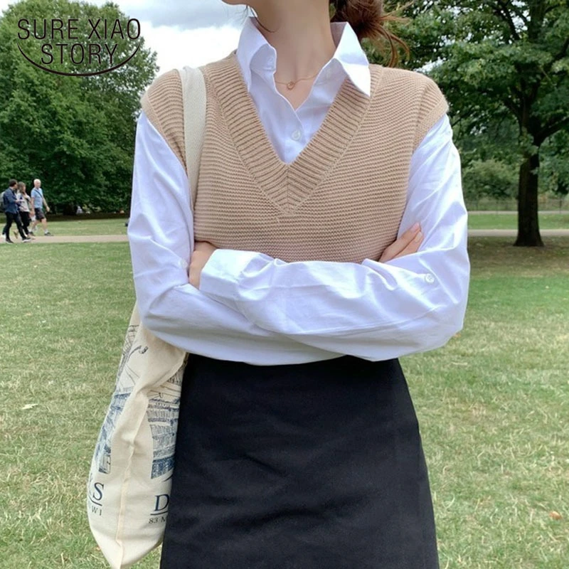 女性のベストニットセーター22秋ソリッドルースセーターニットベスト女性vネックの上着オフィスファッション服 プルオーバー Aliexpress