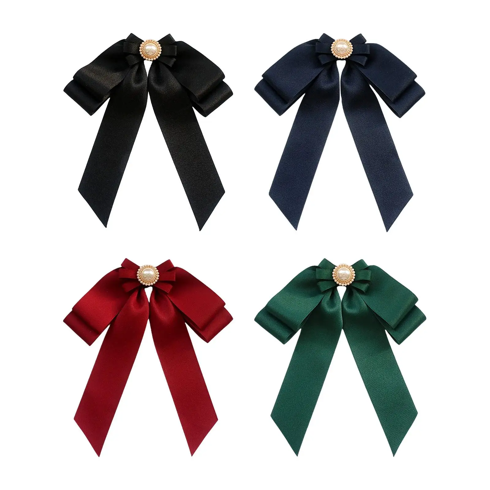 Women`s Pre Tied Bowknot Brooch Decorative Lady Badge Fashion Bead Bow Tie Brooch Pin for Tuxedo Coat Shirts Hat Formal Events