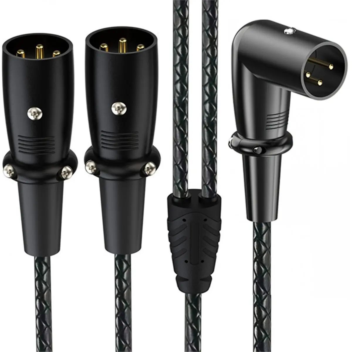 A10R 직각 XLR 남성-듀얼 남성 Y 스플리터 케이블, 밸런스드 XLR 스플리터 1 남성-2 남성 마이크 코드 오디오 어댑터