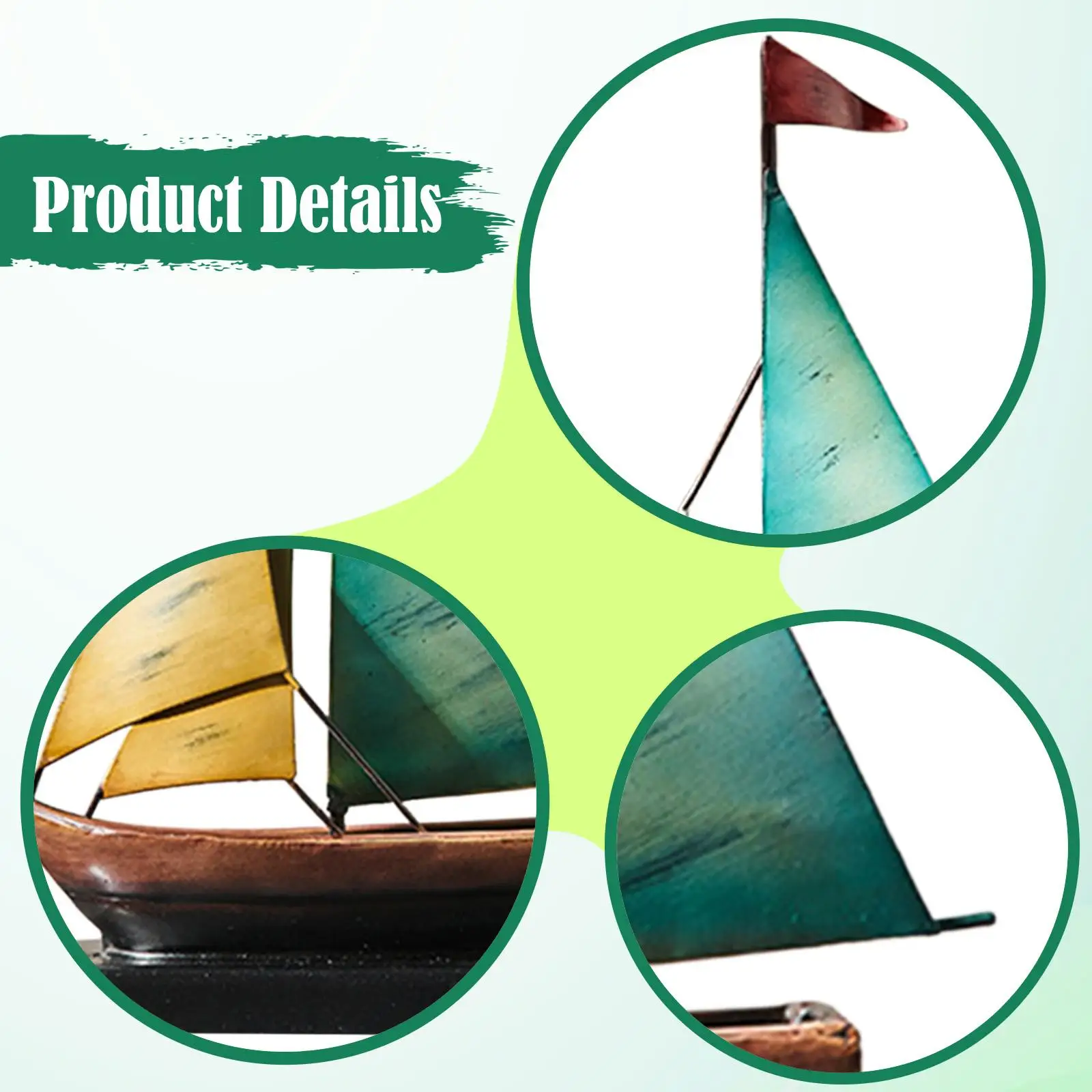 Iron Sailboat Statue Decorative Boat Ocean Themed Nautical Centerpiece for Office Party Home Beach Decoration Iron Sailboat Statue Decorative Boat Ocean Themed Nautical Centerpiece for Office Party Home Beach Decoration