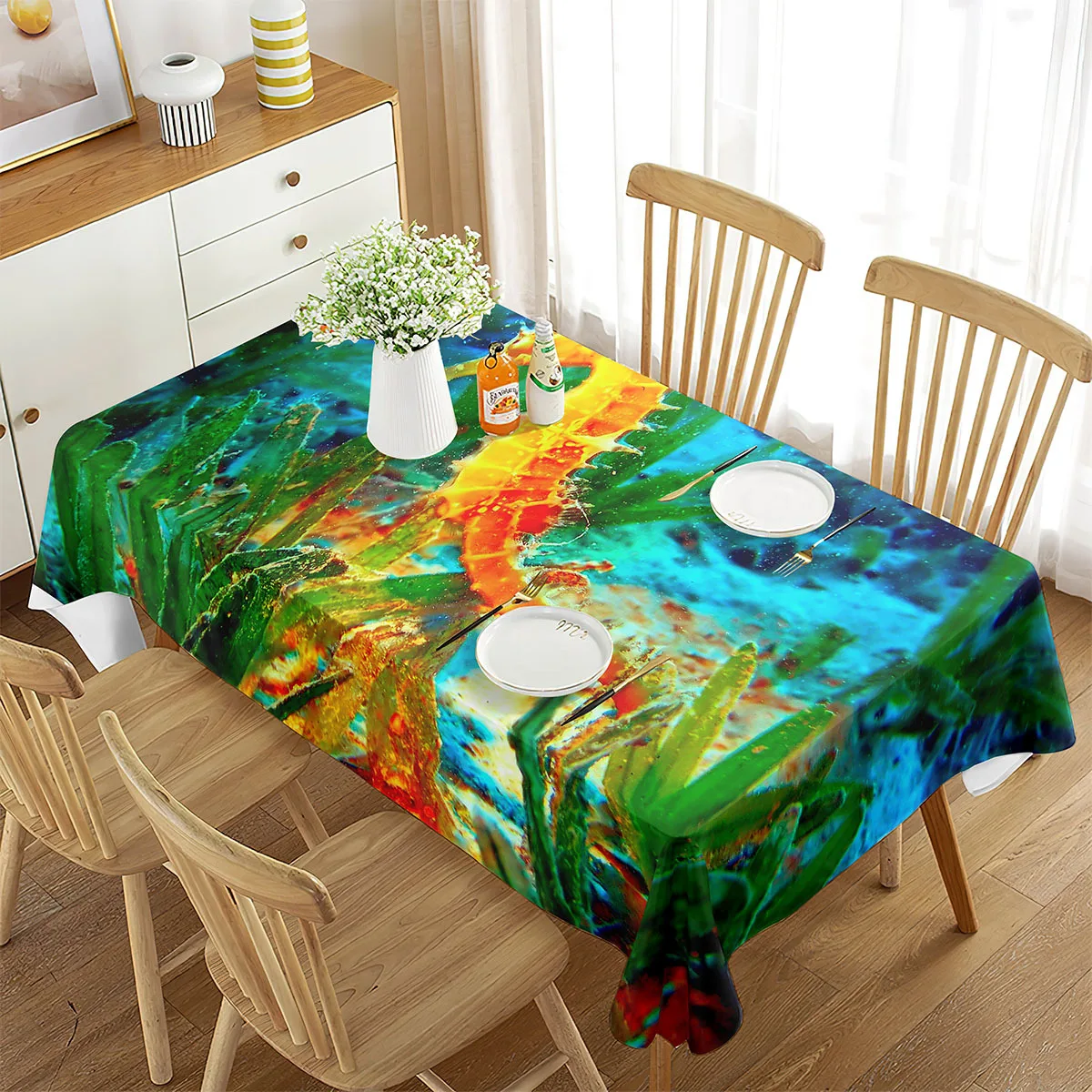 

Dustproof table print new household tablecloth 2024 yellow