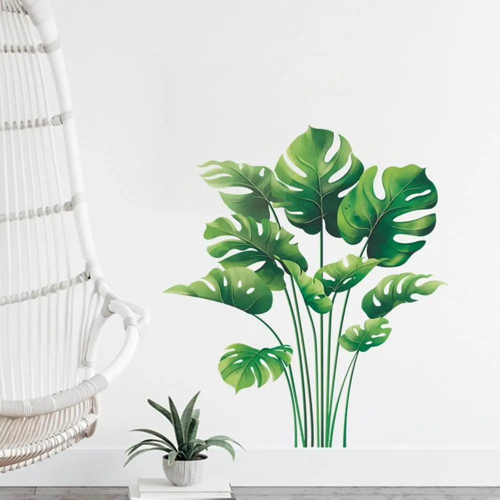 

Pvc Wall Decal Tropical Plants Wall Sticker Waterproof Pvc Decal for Background Decoration Self-adhesive with Strong Stickiness