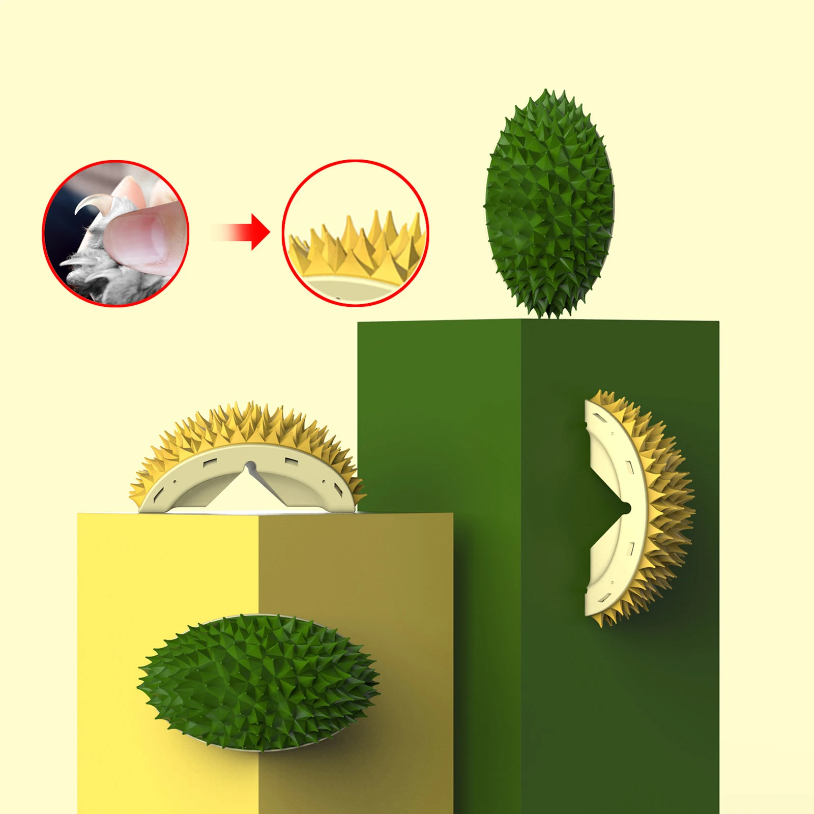 Durian Shape Pet Brush Dog Cat Corner Groomer Scratcher Pet Hair Remover Brush Grooming Pettine Forniture Gatti Solletico Giocattolo