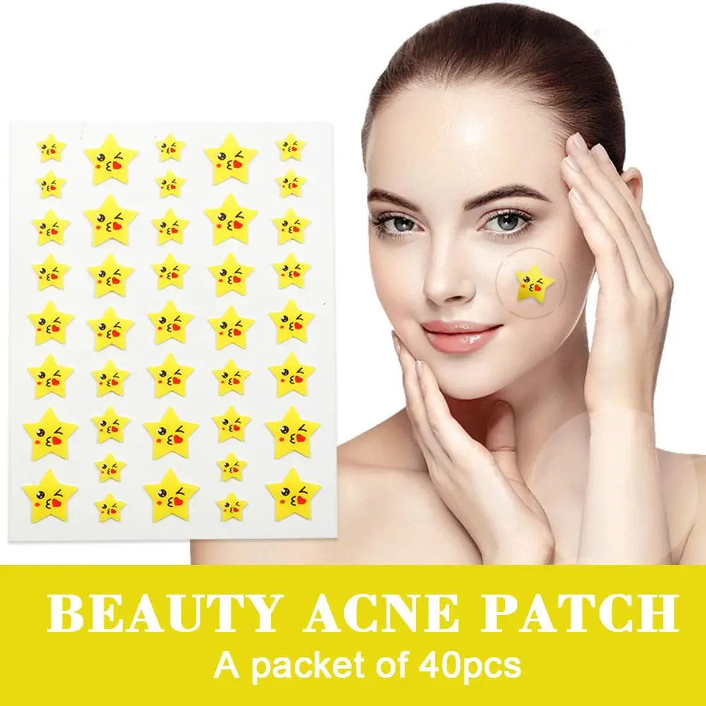 

40pcs Yellow Star Shaped Acne Absorbing Cover Patch Invisible Acne Removal Skin Care Stickers Concealer Face Spot Beauty Tool