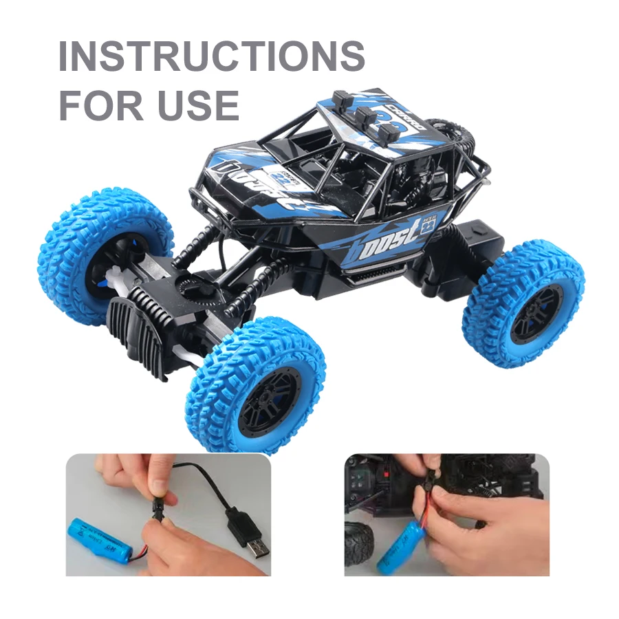 Remote control car with colorful flashing lights, rubber wheels, off-road toy car suitable for Christmas children's gifts 6