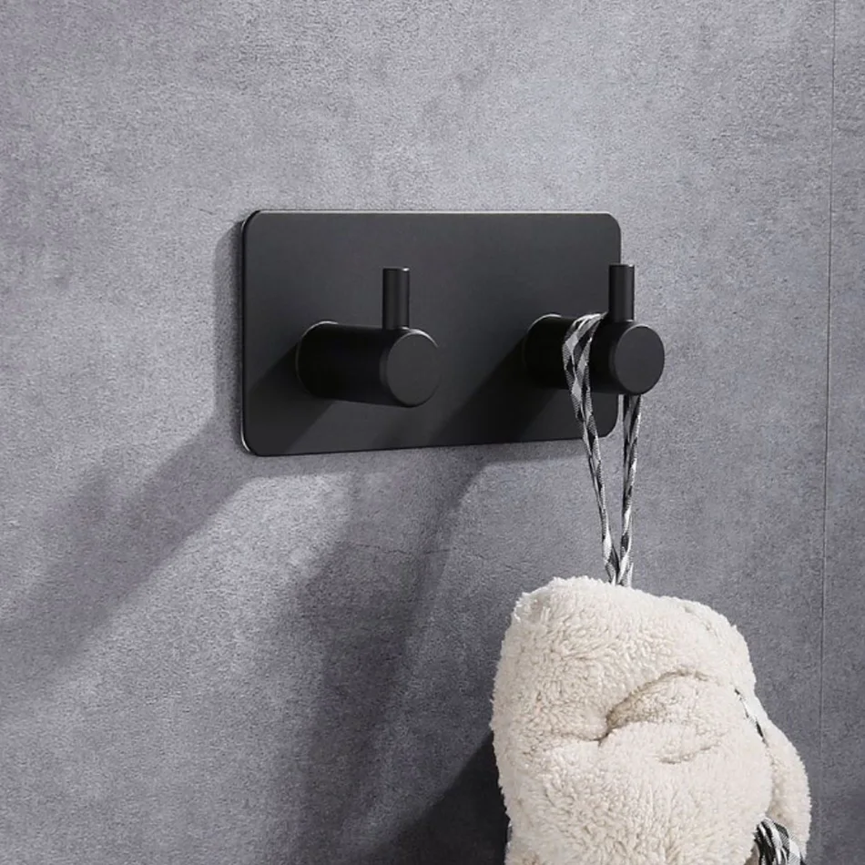 Confezione Da 4 Ganci A Doppia Parete, Ganci Da Parete, Ganci In Lega Di Zinco Ideali Per Bagno Cucina Camera Da Letto Ganci Multiuso Ganci Con Viti Nero Opaco 80696208