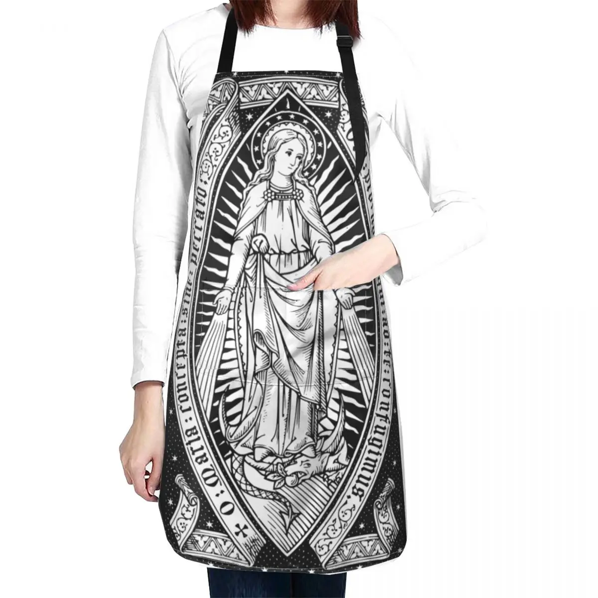 

Vintage Virgin Mary Engraving Apron Apron Woman All For Kitchen And Home