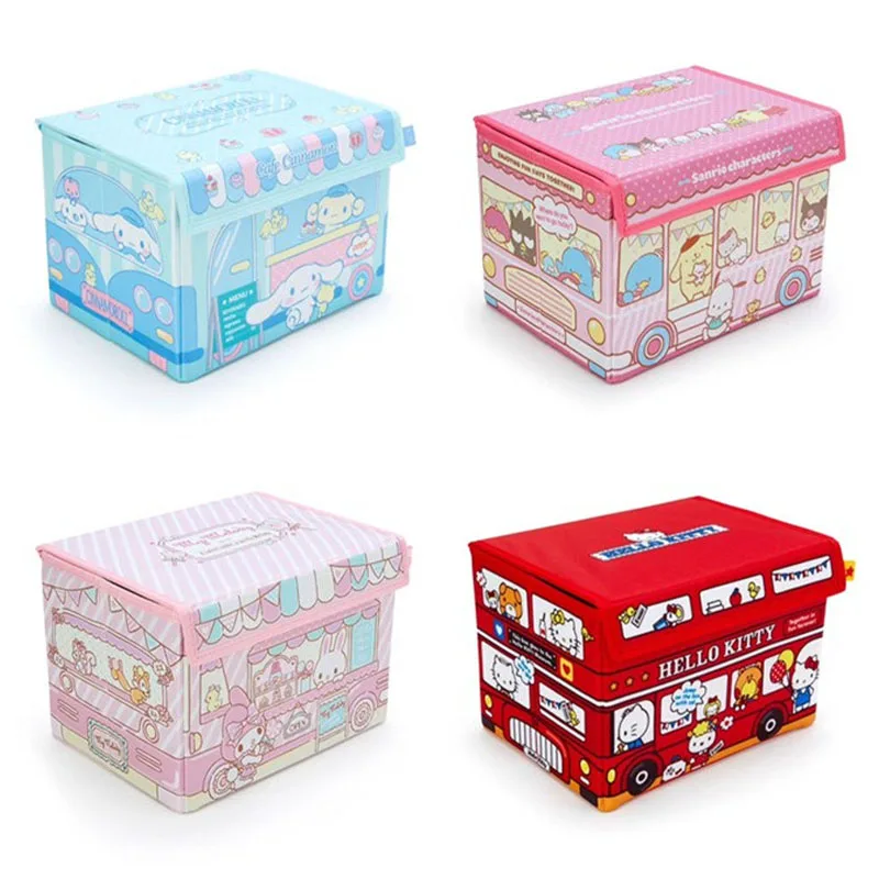 

Мультяшная коробка для хранения Sanrio из аниме Hellokitty Cinnamoroll, большая емкость, складная, кавайная косметичка, коробка для всякой всячины, Подарочные игрушки для девочек